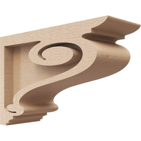 Ekena Millwork 2"W x 6"D x 4"H Classic Scroll Rough Cedar Woodgrain TimberThane Corbel, Primed Tan CORUR02X06X04SCRRCPR